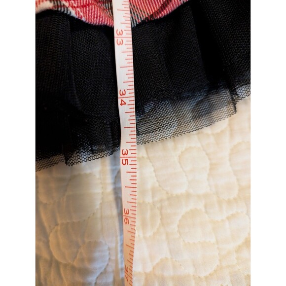 JUSTICE GIRLS SZ 18 SPARKLE BLACK DRESS WITH PLAID SKIRT PEEKING TULLE RED PLAID - Picture 10 of 11